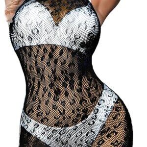 Mesh Dress for Women, Leopard Fishnet, Exotic Dancewear
